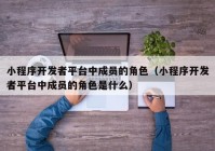 小程序開(kāi)發(fā)者平臺(tái)中成員的角色（小程序開(kāi)發(fā)者平臺(tái)中成員的角色是什么）