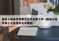 微信小程序開(kāi)發(fā)第三方平臺(tái)哪個(gè)好（微信小程序第三方開(kāi)發(fā)平臺(tái)有哪些）