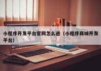 小程序開發(fā)平臺官網怎么進（小程序商城開發(fā)平臺）